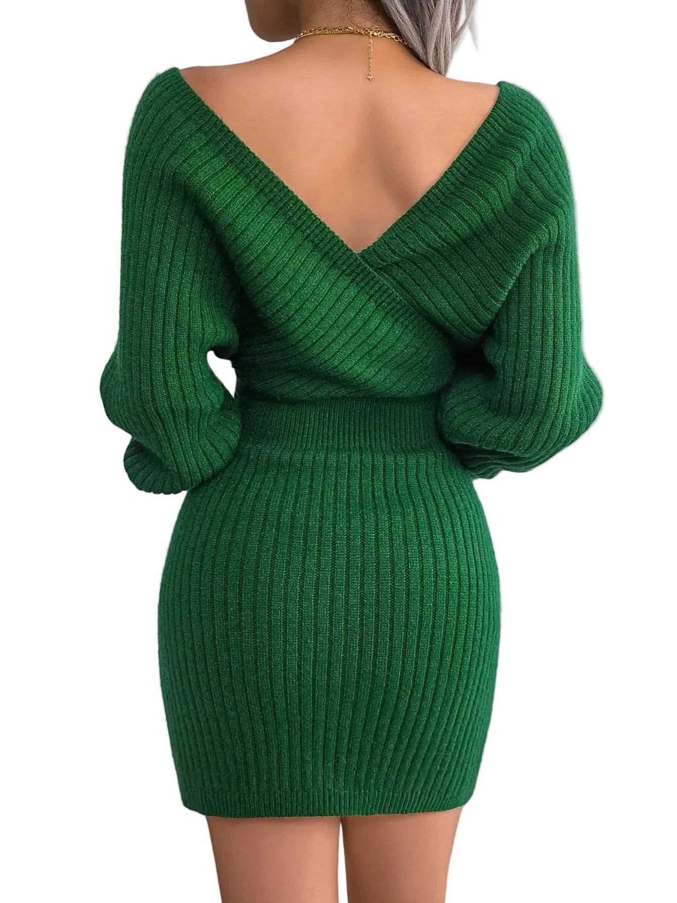 Robe Pull Croisée – Décolleté V & Manches Chauve‑Souris