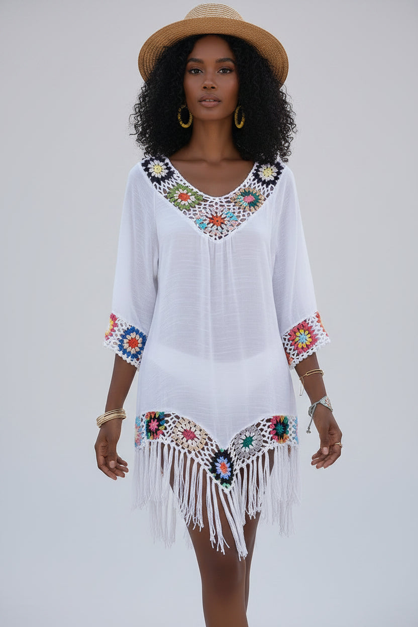 Bikini Crochet Franges - Maillot de Bain Tunique Plage Été Bohème