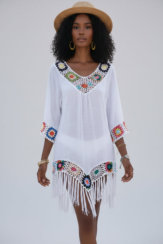 Bikini Crochet Franges - Maillot de Bain Tunique Plage Été Bohème