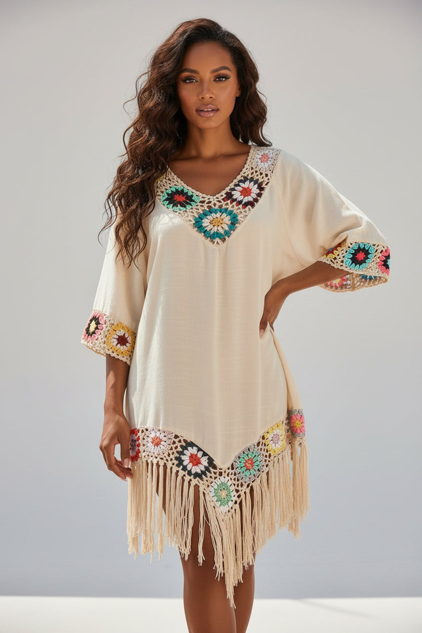 Bikini Crochet Franges - Maillot de Bain Tunique Plage Été Bohème