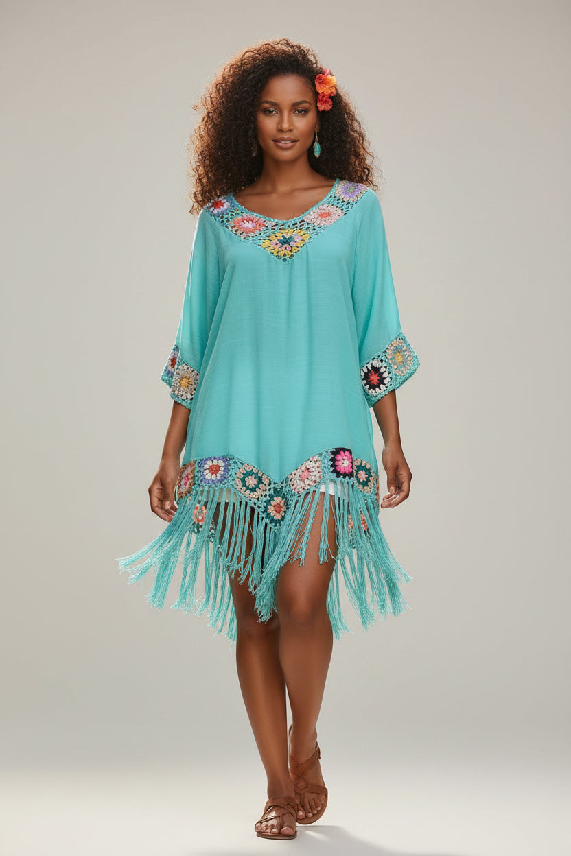 Bikini Crochet Franges - Maillot de Bain Tunique Plage Été Bohème