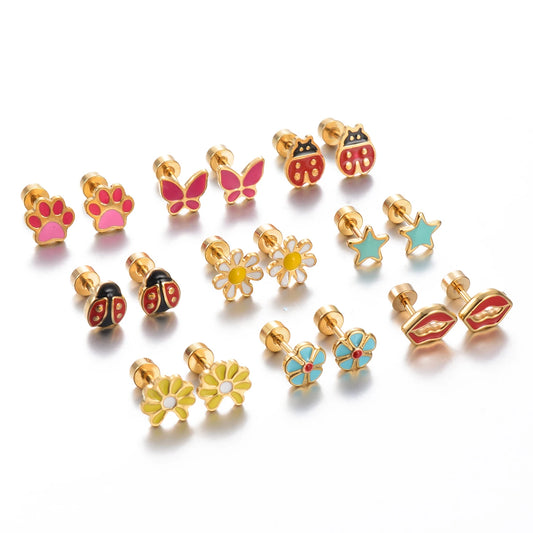 BOUCLE D'OREILLES EN ÉMAIL COLORE