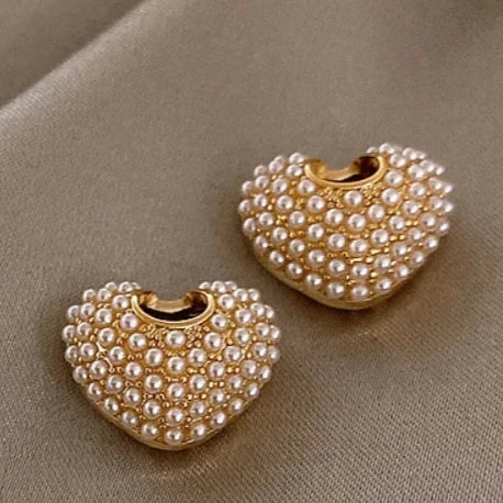 BOUCLE D'OREILLES FASHION COEUR PERLE