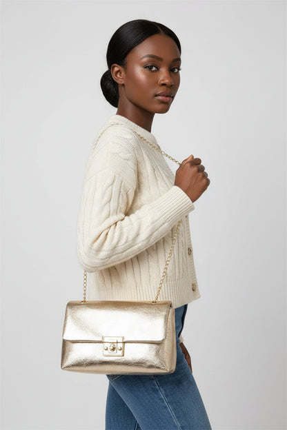 Sac Bandoulière Chaîne Dorée - Sac Messager Élégant et Tendance