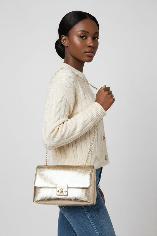 Sac Bandoulière Chaîne Dorée - Sac Messager Élégant et Tendance