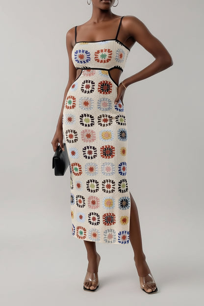 Robe Crayon Imprimé Floral – Dos Nu Sans Manches