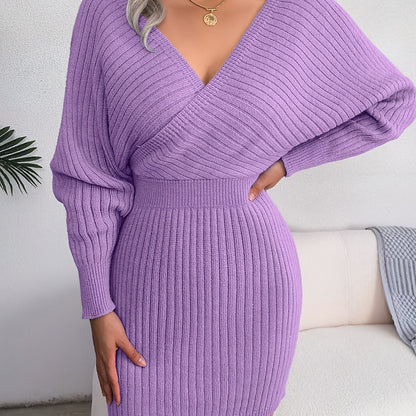 Robe Pull Croisée – Décolleté V & Manches Chauve‑Souris